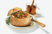 Hearty Beef Stew in a Bread Bowl
