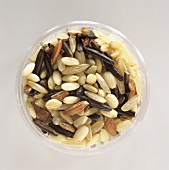 Pine Nuts with Wild Rice and Seeds in a Glass Bowl
