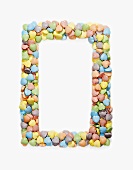 Candy Hearts in the Shape of a Frame
