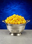 Washed Yellow Cocktail Pear Tomatoes in Colander