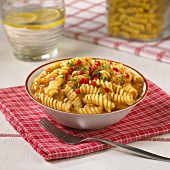 Spiral Pasta with Red Peppers in Peanut Sauce