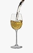 White Wine Pouring into a Glass