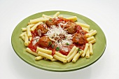 Rotini with Sauce, Meatballs and Parmesan