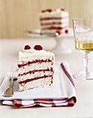 A Piece of Lemon Layer Cake with Raspberry Curd
