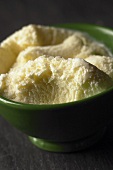 Vanilla Ice Cream in a Green Bowl