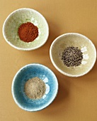 Small bowls of pepper and paprika