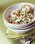 Cabbage salad with courgettes and peppers
