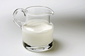 Milk in a glass pitcher