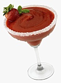 Frozen Strawberry Margarita in a glass with a salted rim