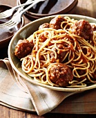 Spaghetti with meatballs and tomato sauce