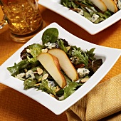 Spring Greens with Blue Cheese, Almonds and Pear Slices with Raspberry Vinaigrette