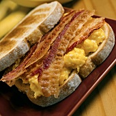 Breakfast Sandwich with Egg and Bacon on Sourdough Toast