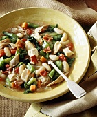 Vegetable stew with turkey and bacon
