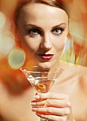 Close-up of Woman Holding Martini