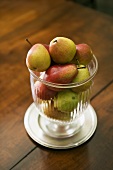 Ripe pears in glass bowl