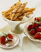 Platter of Spiral Cookies with Fresh Strawberries