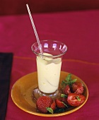 Vanilla custard, with fresh strawberries