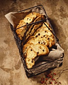 Sliced Irish Soda Bread in a Wire Basket