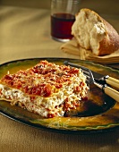 Vegetable Lasagna with Bread and Red Wine