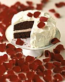 Red Velvet Cake with Rose Petals