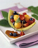 Fruit Salad in a Cantaloupe Shell