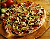 Sausage, Pepperoni and Green Pepper Pizza