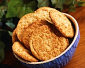 Macaroon Cookies in a Blue Bowl
