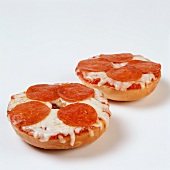 Bagel Pepperoni Pizza; On White Background