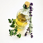 Bottle of Vinegar with Fresh Herbs