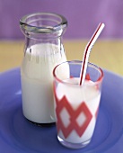 Milk Bottle and Glass with Straw