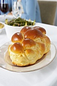 Challah Bread on Hanukkah Table