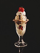 A Hot Fudge Sundae with M&M's and Strawberries