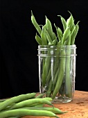 Fresh Green Beans in and Beside a Jar