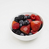 Mixed Berries in a White Bowl