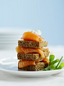 Gravlax on Rye with Sour Cream and Scallions