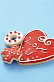 Three Assorted Valentine's Day Cookies, Hugs and Kisses and Heart