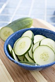 Bowl of Sliced Organic Cucumber