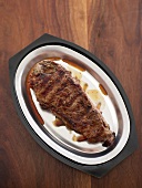 Top Sirloin Steak on Broiler Pan, From Above
