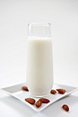 Glass of Almond Milk with Almonds