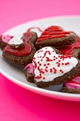 Frosted, Chocolate Heart Shaped Cookies