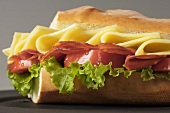 Ham, Cheese, Tomato and Lettuce Sandwich on Crusty Bread