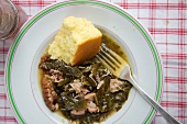 Plate of Collard Greens with Smoked Turkey Wings