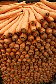 Carrots piled high at a market