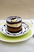 Layered Chocolate and Vanilla Mousse Cake