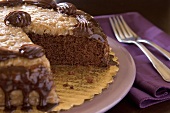 German Chocolate Cake with Slice Removed