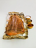 Salmon Fillet on Tin Foil; Spices