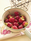 Frisch gewaschene Erdbeeren in kleinem Topf