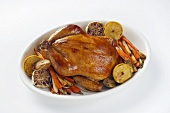 Platter with a Whole Roast Chicken and Vegetables