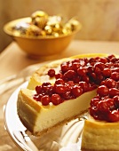 Cranberry Cheesecake with Slice Removed, Close Up
