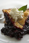 Blueberry Pie with Whipped Cream; Close Up